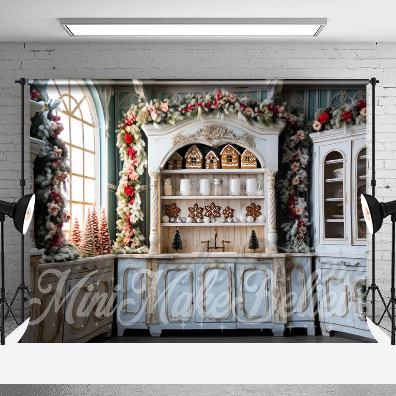 Lofaris Vintage Cupboard Floral Plant Christmas Backdrop