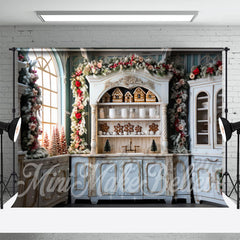 Lofaris Vintage Cupboard Floral Plant Christmas Backdrop