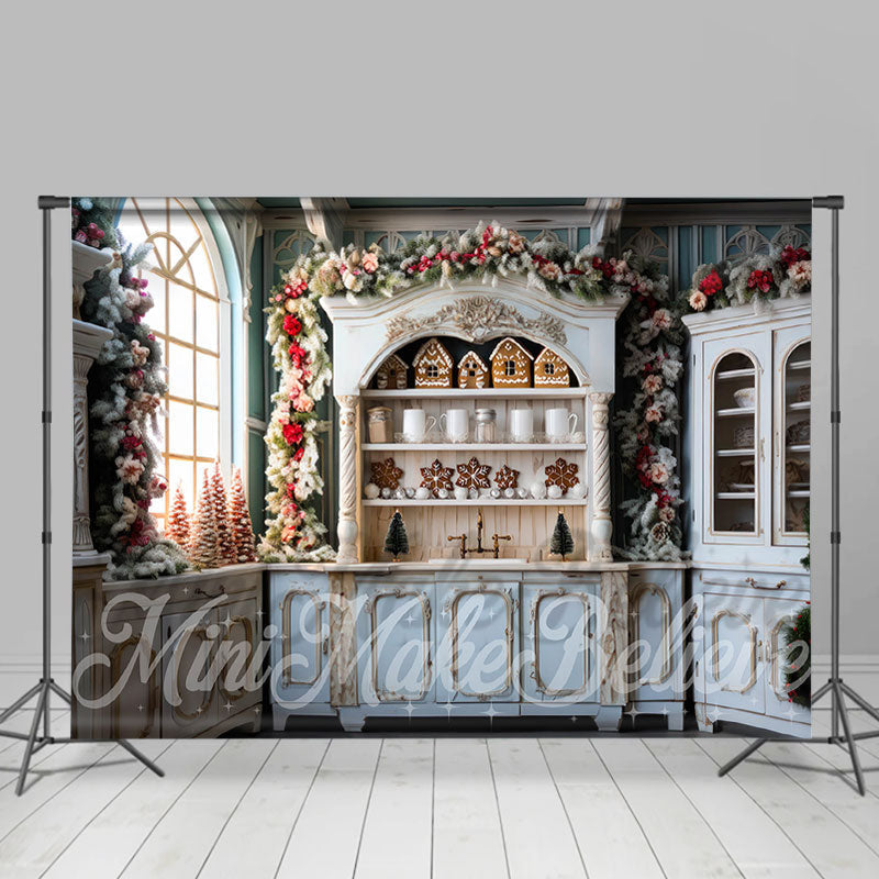Lofaris Vintage Cupboard Floral Plant Christmas Backdrop