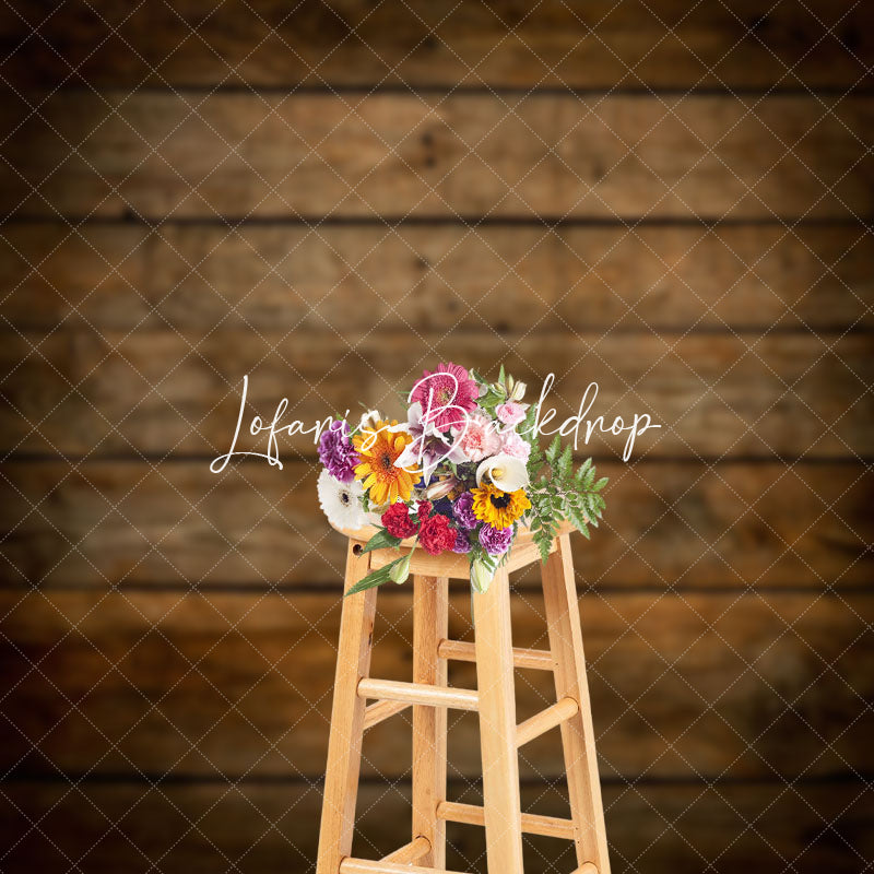 Lofaris Vintage Dark Brown Wooden Texture Photo Backdrop