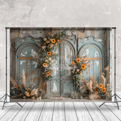 Lofaris Vintage Door Boho Floral Wedding Backdrop For Photo