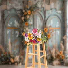 Lofaris Vintage Door Boho Floral Wedding Backdrop For Photo