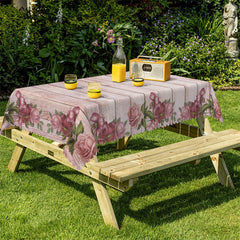 Lofaris Vintage Dust Pink Wood Rectangle Tablecloth for Bistro