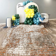 Lofaris Vintage Faded White Red Brick Wall Party Floor Decal