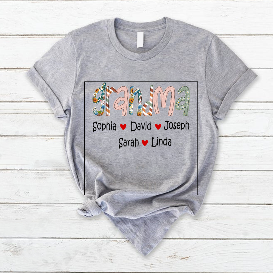 Lofaris Vintage Floral Love Grandma And Kids Custom T - Shirt
