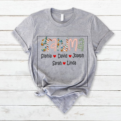 Lofaris Vintage Floral Love Grandma And Kids Custom T - Shirt