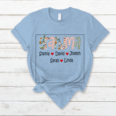Lofaris Vintage Floral Love Grandma And Kids Custom T - Shirt