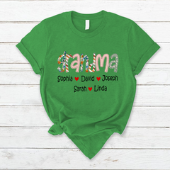Lofaris Vintage Floral Love Grandma And Kids Custom T - Shirt