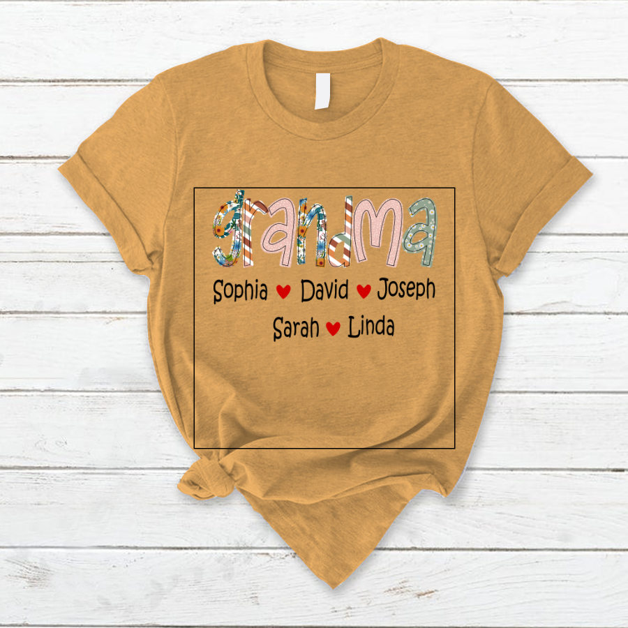 Lofaris Vintage Floral Love Grandma And Kids Custom T - Shirt
