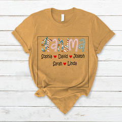 Lofaris Vintage Floral Love Grandma And Kids Custom T - Shirt