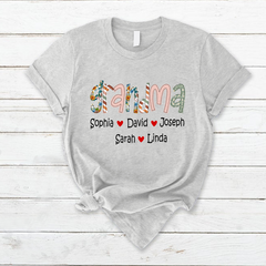 Lofaris Vintage Floral Love Grandma And Kids Custom T - Shirt