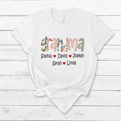 Lofaris Vintage Floral Love Grandma And Kids Custom T - Shirt