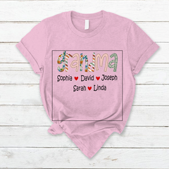 Lofaris Vintage Floral Love Grandma And Kids Custom T - Shirt