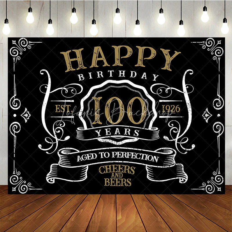 Lofaris Vintage Gold Black Perfection 100th Birthday Backdrop