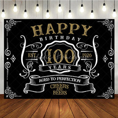 Lofaris Vintage Gold Black Perfection 100th Birthday Backdrop