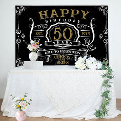Lofaris Vintage Gold Black Perfection 50th Birthday Backdrop
