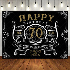 Lofaris Vintage Gold Black Perfection 70th Birthday Backdrop
