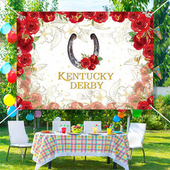 Lofaris Vintage Gold Red Roses White Kentucky Derby Backdrop