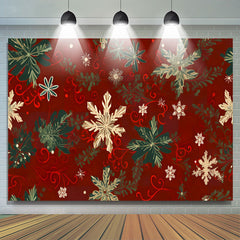 Lofaris Vintage Green Gold Snowflake Christmas Backdrop