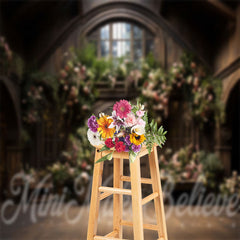 Lofaris Vintage House Floral Birthday Cake Smash Backdrop