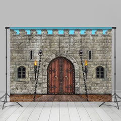 Lofaris Vintage Kingdom Knight Wood Door Castle Wall Backdrop