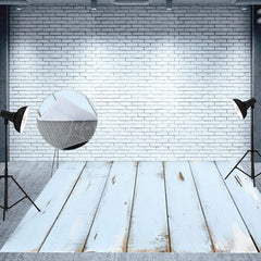 Lofaris Vintage Light Blue Vertical Stripe Wood Floor Mat