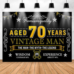 Lofaris Vintage Man Aged 70 Years Black Happy Birthday Backdrop