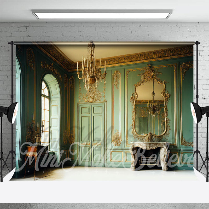 Lofaris Vintage Mirror Green Wall Indoor Window Backdrop