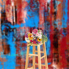 Lofaris Vintage Red Blue Abstract Graffiti Photo Backdrop