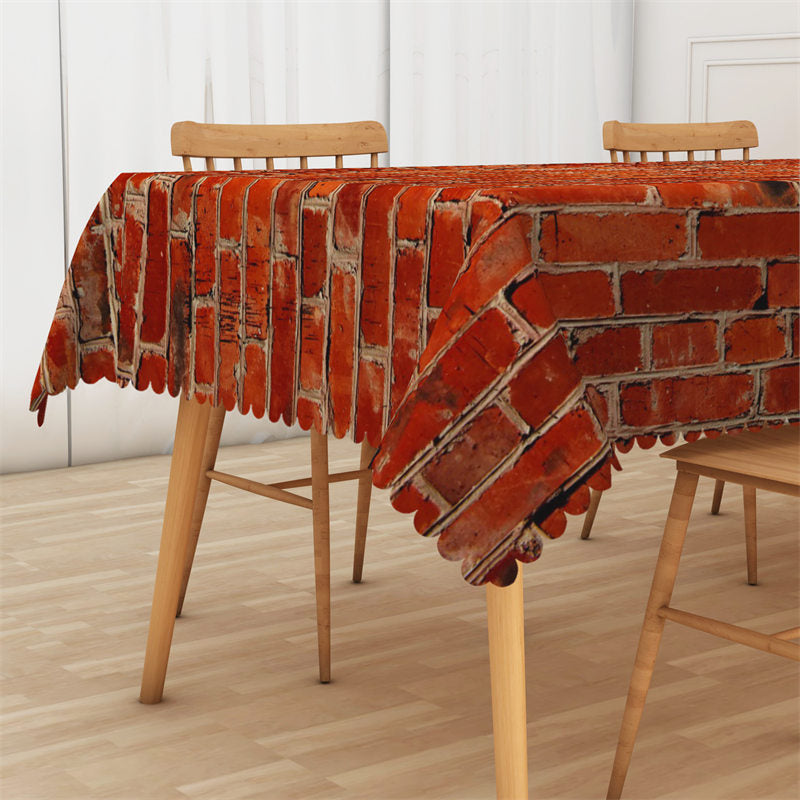 Lofaris Vintage Red Brick Wall Pattern Rectangle Tablecloth