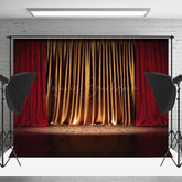 Lofaris Vintage Red Gold Curtain Stage Backdrop For Photo