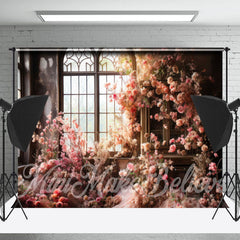 Lofaris Vintage Room Window Pink Flower Backdrop For Photo
