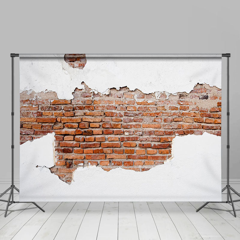 Lofaris Vintage Shabby Brick White Red Wall Photo Backdrop