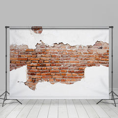 Lofaris Vintage Shabby Brick White Red Wall Photo Backdrop