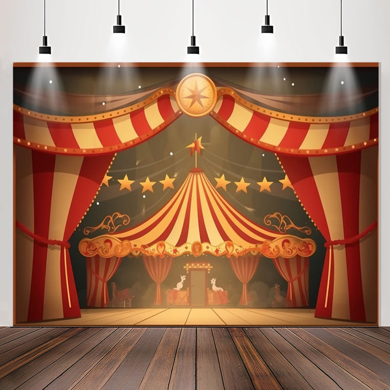 Lofaris Vintage Style Circus Tent Happy Birthday Backdrop
