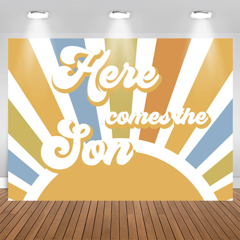 Lofaris Vintage Sun Here Comes The Son Baby Shower Backdrop