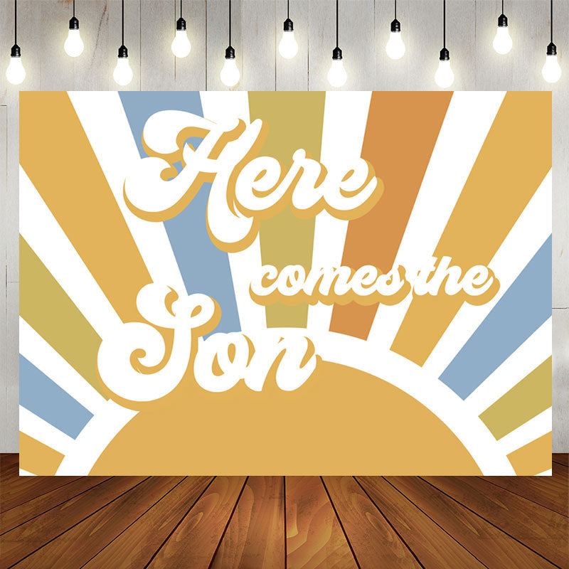 Lofaris Vintage Sun Here Comes The Son Baby Shower Backdrop