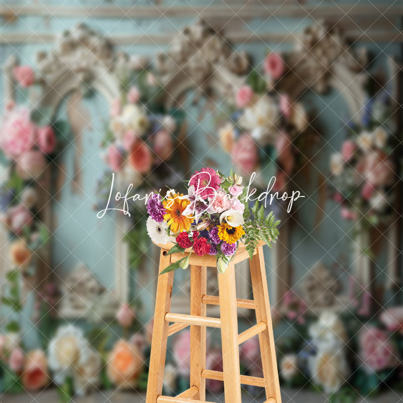 Lofaris Vintage Wall Floral Arch Door Wedding Backdrop