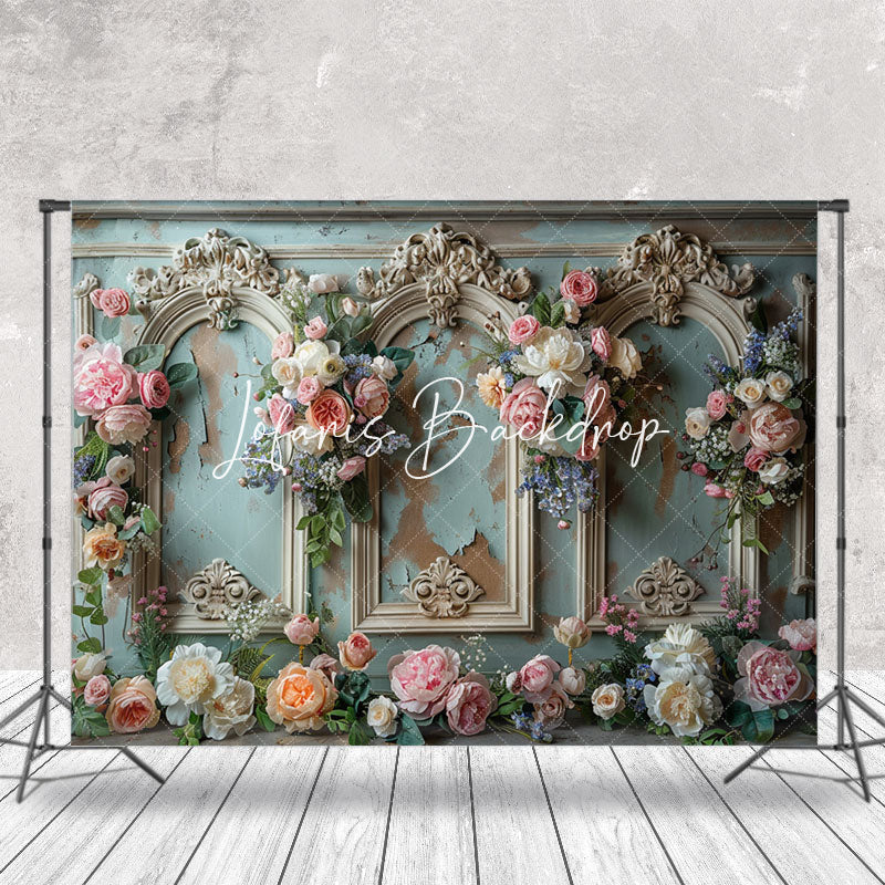 Lofaris Vintage Wall Floral Arch Door Wedding Backdrop