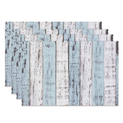 Lofaris Vintage White Blue Wood Grain Set Of 4 Placemats