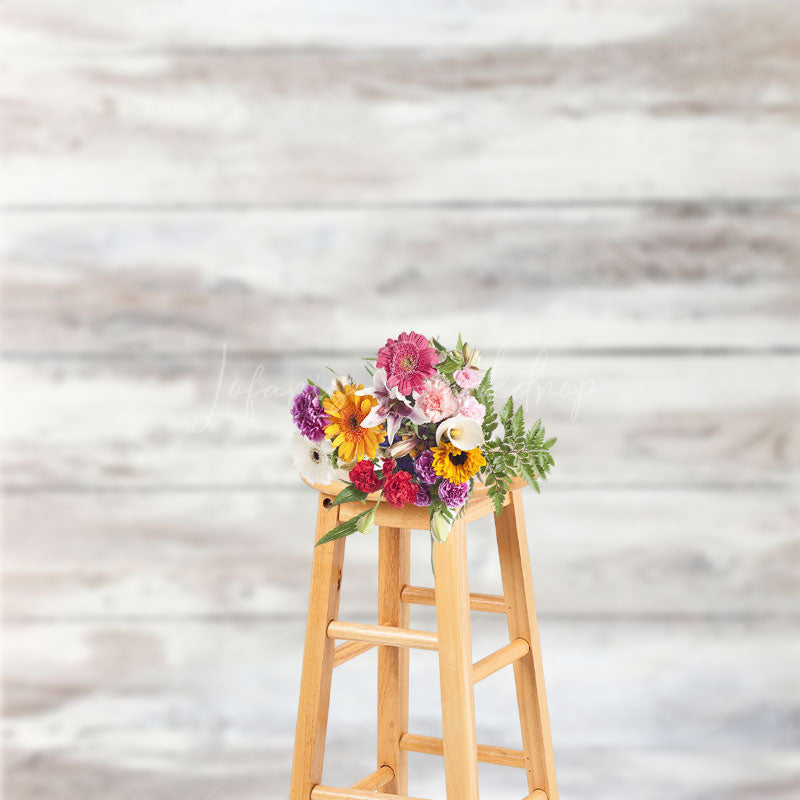 Lofaris Vintage White Grey Wood Grain Photo Booth Backdrop