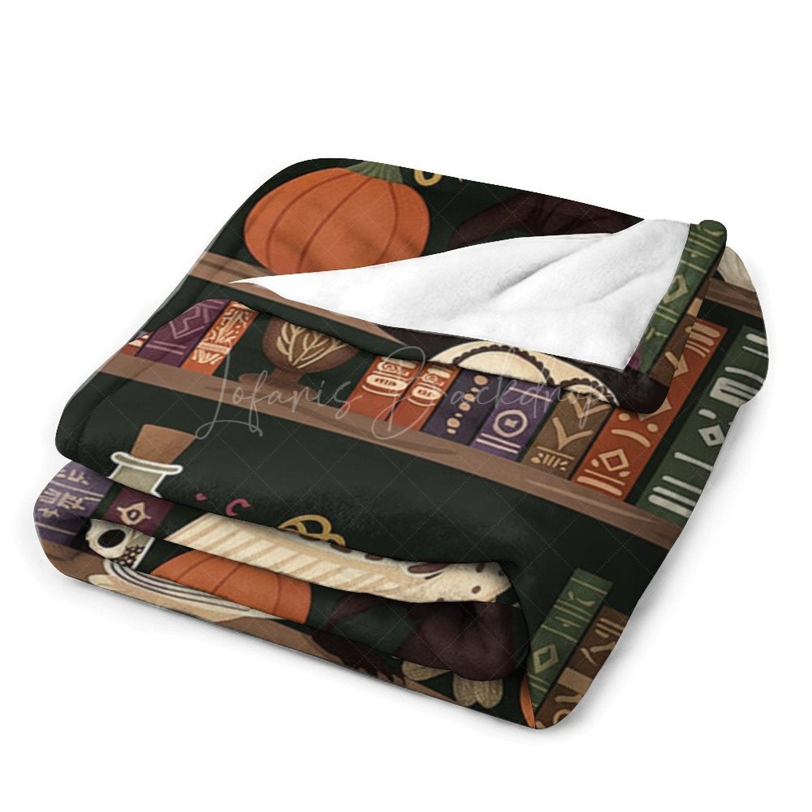 Lofaris Vintage Wood Bookshelf Owl Magic Book Custom Blanket