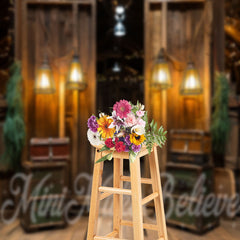 Lofaris Vintage Wood Cabin Lamp Architecture Photo Backdrop