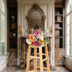 Lofaris Vintage Wooden Fireplace Window Cake Smash Backdrop