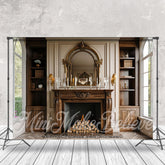 Lofaris Vintage Wooden Fireplace Window Cake Smash Backdrop