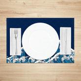 Lofaris violent waves blue white modern set of 4 Placemats