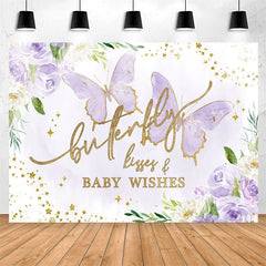 Lofaris Violet Butterfly kisses Wishes Baby Shower Backdrop