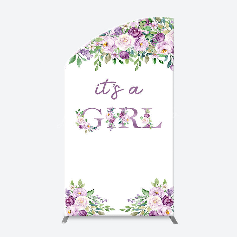 Lofaris Violet Purple Flower Arch Girl Baby Shower Backdrop