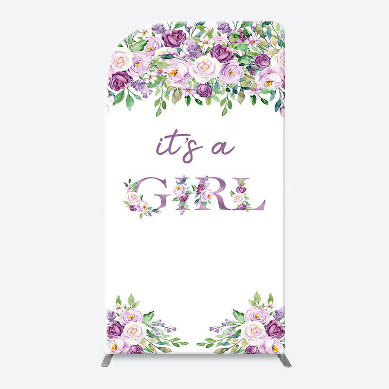 Lofaris Violet Purple Flower Arch Girl Baby Shower Backdrop