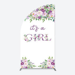 Lofaris Violet Purple Flower Arch Girl Baby Shower Backdrop